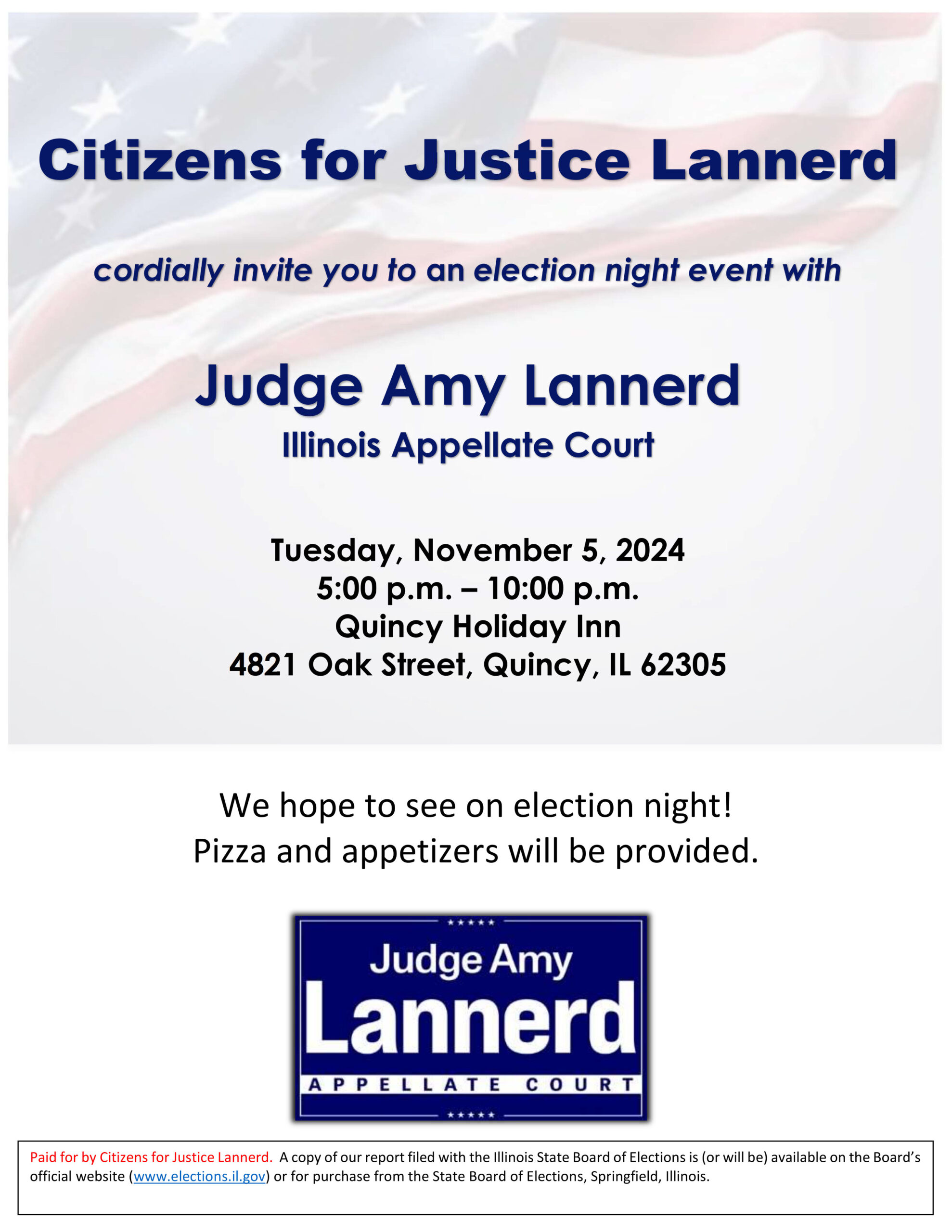 Citizens for Justice Lannerd cordially invite you to an election night event
